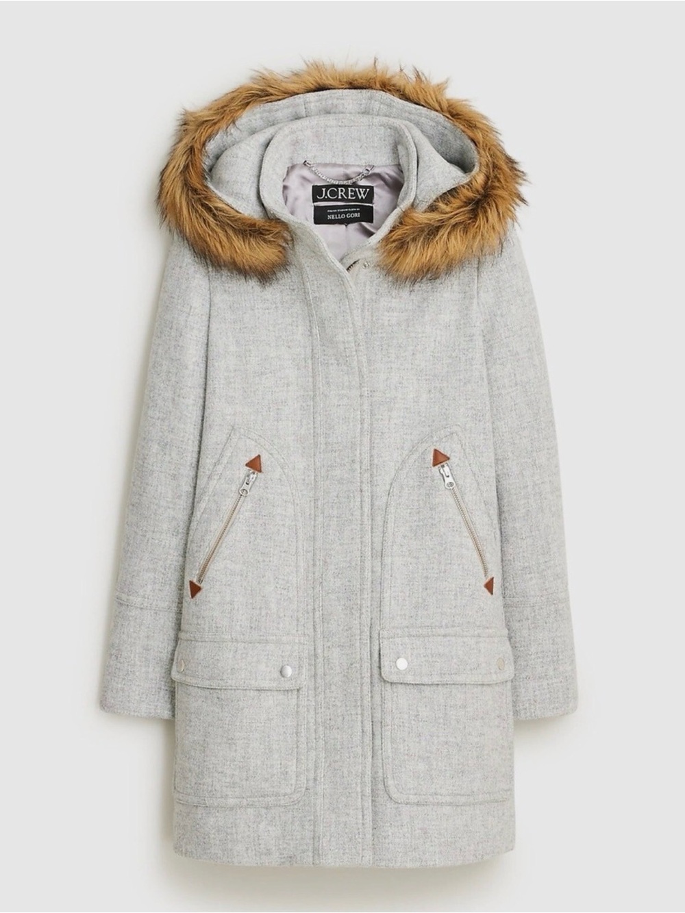 J. Crew Dusk Heather Gray Wool-Blend Chateau Parka Italian Stadium Coat 12P